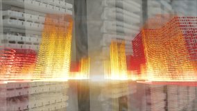 Animation of digital cityscape over server room. Global data processing and connections concept digitally generated video. - Powered by Shutterstock - Get 15% off with code: PIKWIZARD15