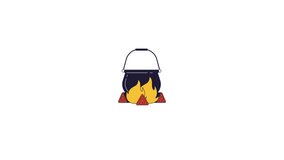 Boiling cauldron over fire 2D cartoon object animation. Potion brewing. Magic cooking. Witchcraft alchemy. Halloween fantasy chaudron. Witch pot over flames animated flat item 4K video isolated - Powered by Shutterstock - Get 15% off with code: PIKWIZARD15