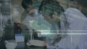 Animation of dna strand and data processing over diverse scientists in laboratory. global science, data processing and connections concept digitally generated video. - Powered by Shutterstock - Get 15% off with code: PIKWIZARD15