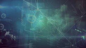 Animation of connections and data processing on digital screen with world map. Global network, connections, data processing and digital interface concept digitally generated video. - Powered by Shutterstock - Get 15% off with code: PIKWIZARD15