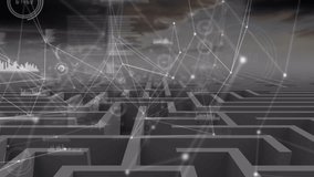 Animation of network of connections over labyrinth. global connections, data processing and technology concept digitally generated video. - Powered by Shutterstock - Get 15% off with code: PIKWIZARD15