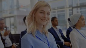 Animation of world map with connections over diverse business people in office. Global business, finance, computing and data processing concept digitally generated video. - Powered by Shutterstock - Get 15% off with code: PIKWIZARD15