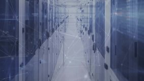 Animation of network of digital icons and network of connections against computer server room. Global networking and business data storage technology concept - Powered by Shutterstock - Get 15% off with code: PIKWIZARD15