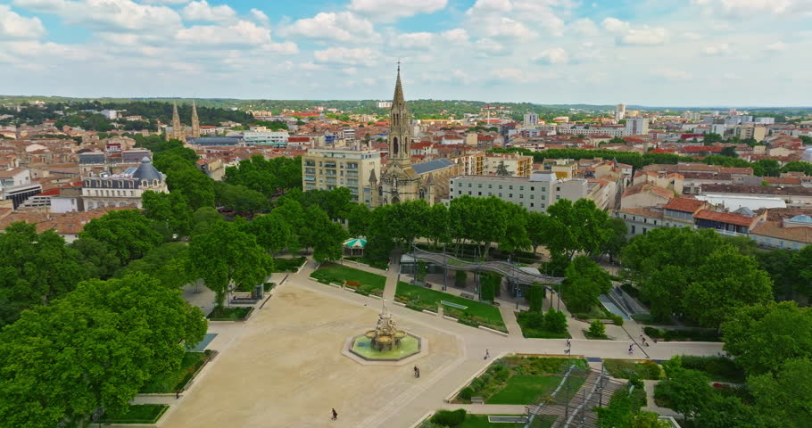 Aerial view old town of Aix-en-Provence in the Provence, south France.
