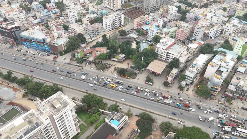 Aerial Drone View of Rajarajeshwari Nagar, Bangalore, India – Emerging Luxury Real Estate Market in South-West Bangalore with High-Rise Residential Projects, Commercial Development, and Rajarajeshwari Nagar Lake
