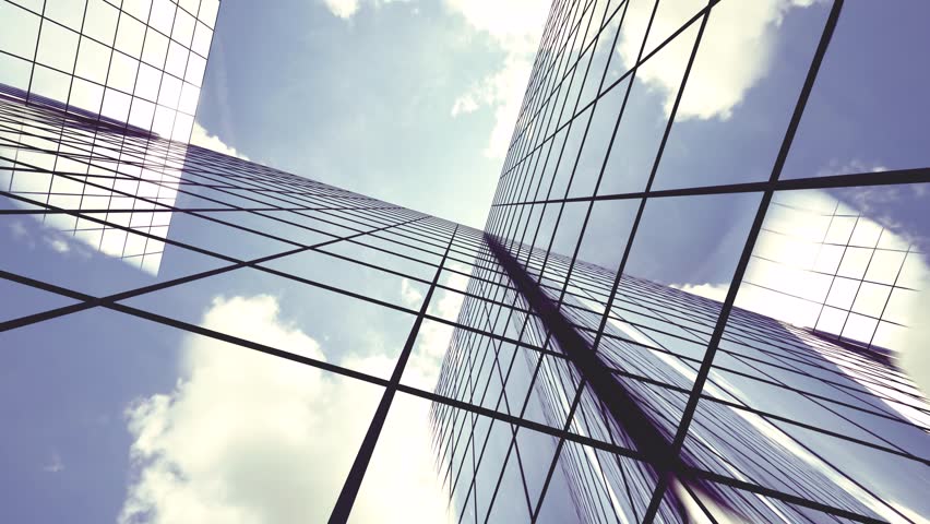 Windows mirror facade wall building bg 4k. 3D Illustration