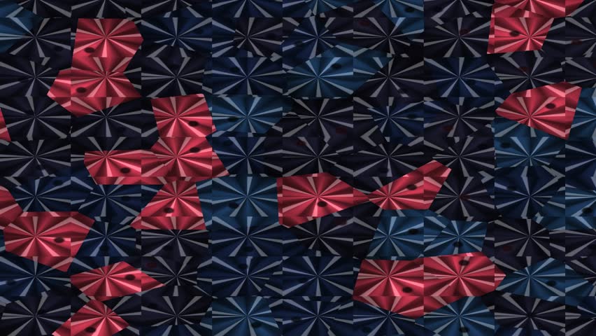 Dynamic abstract pattern featuring intricate dark blue geometric motifs overlaid with vibrant red folded shapes, creating a captivating and modern visual texture perfect for digital backgrounds