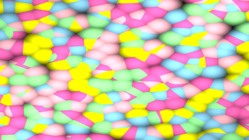 Vibrant abstract pastel cellular pattern featuring soft pink, yellow, blue, and green organic shapes creating a dynamic mosaic for modern digital design background applications