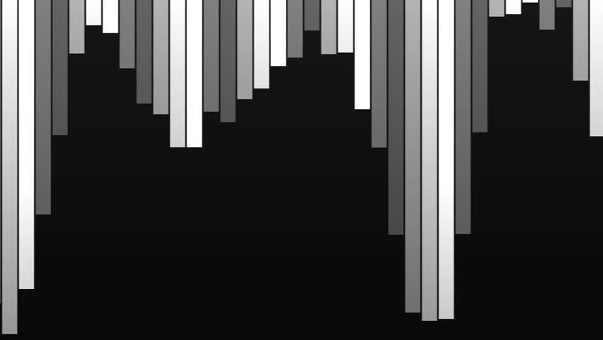 Abstract geometric pattern featuring a monochrome palette of black, white, and gray parallel diagonal stripes, creating a dynamic and modern background for technology and business presentations