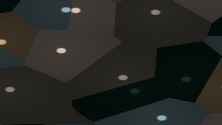 Abstract geometric pattern with dark muted blue and grey polygons featuring soft glowing lights and a cellular structure, perfect for modern design, technology, and futuristic concepts