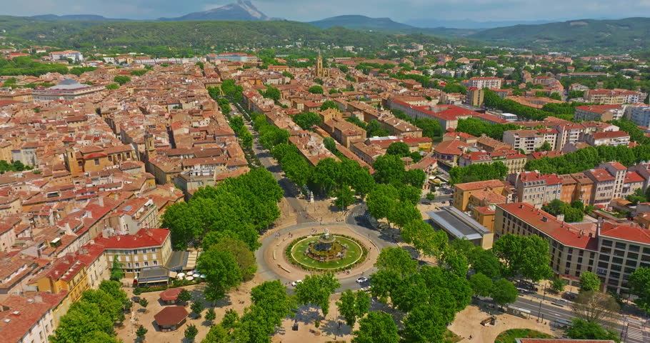 Aerial view old town of Aix-en-Provence in the Provence, south France.