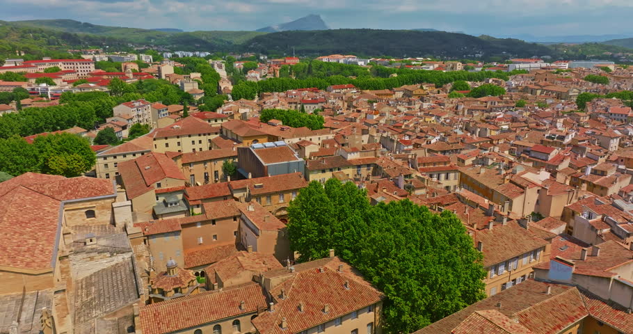Aerial view old town of Aix-en-Provence in the Provence, south France