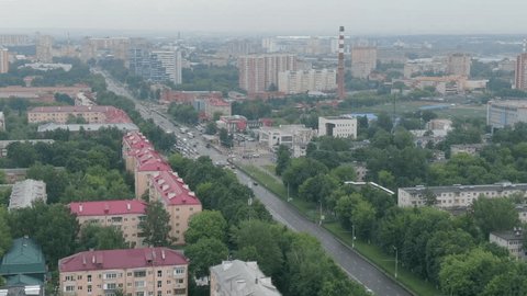Drone Flying Perpendicular Highway Podolsk