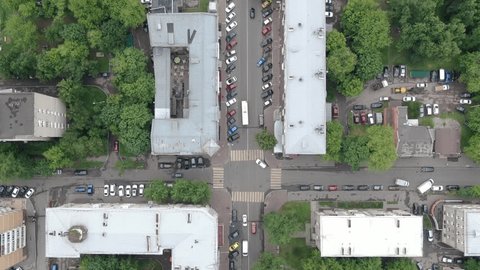 Vertical Drone Flight over Podolsk Streets