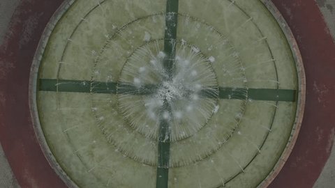 Aerial Drone Rotation above Urban Fountain Podolsk