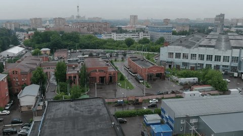 Aerial Orbit above Industrial Buildings Podolsk
