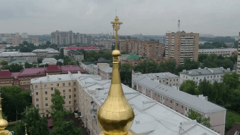 High Drone Rotation around Cathedral Dome Podolsk
