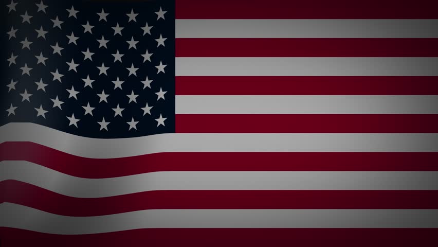 Martin Luther King text animation on waving American flag.