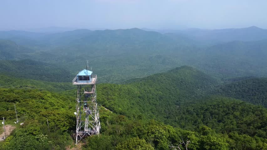 Aerial flyover of Blue Ridge Mountains