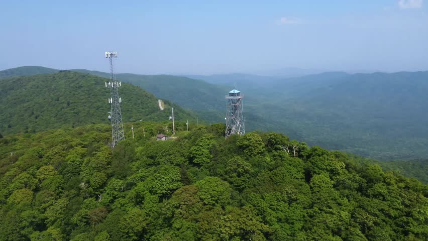 Aerial flyover of Blue Ridge Mountains