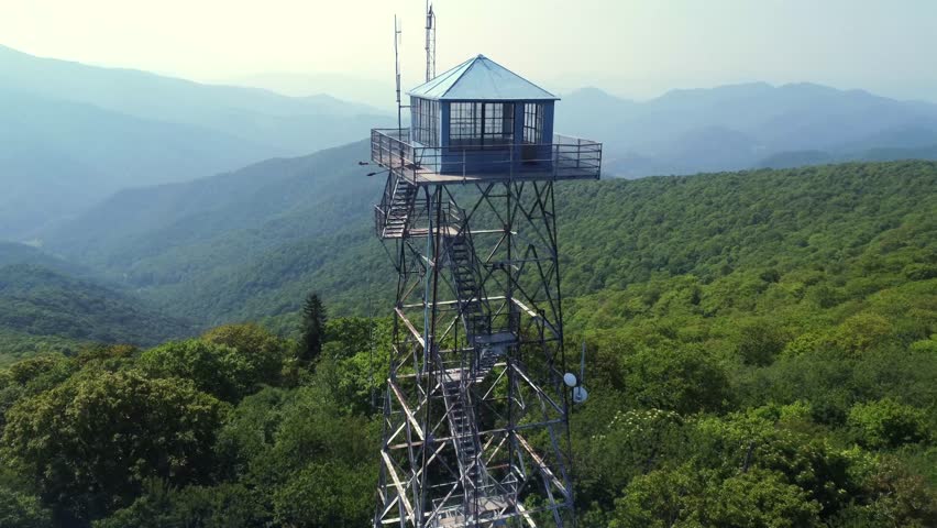 Aerial flyover of Blue Ridge Mountains