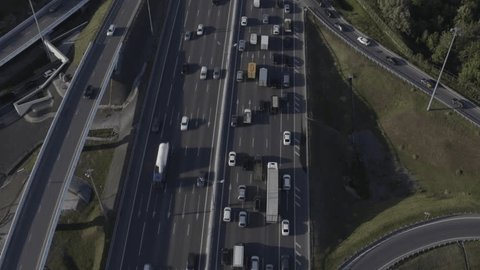 Aerial View Moscow Ring Road Traffic