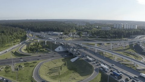 Drone Flight above Mkad Road Interchange