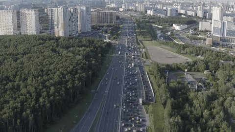 Ascending Drone Flight over Moscow Ring Road