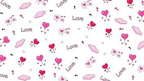 Pink hearts, clouds, and love lettering on a white background. Perfect for valentines day cards, romantic designs, and lovethemed projects. - Powered by Shutterstock - Get 15% off with code: PIKWIZARD15