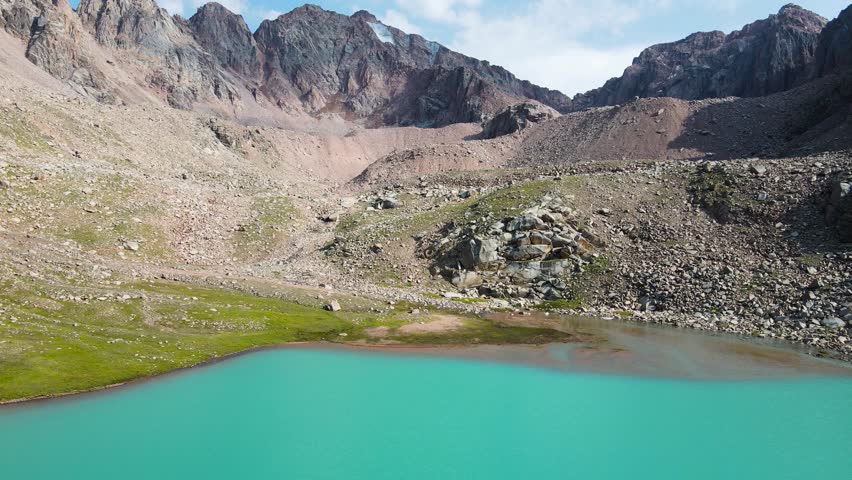 a beautiful mountain lake. a lake among rocky peaks. summer in the mountains