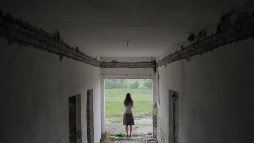 Sad Depression Woman Standing at the End of Dark Tunnel New Hope After Problems Concept HD