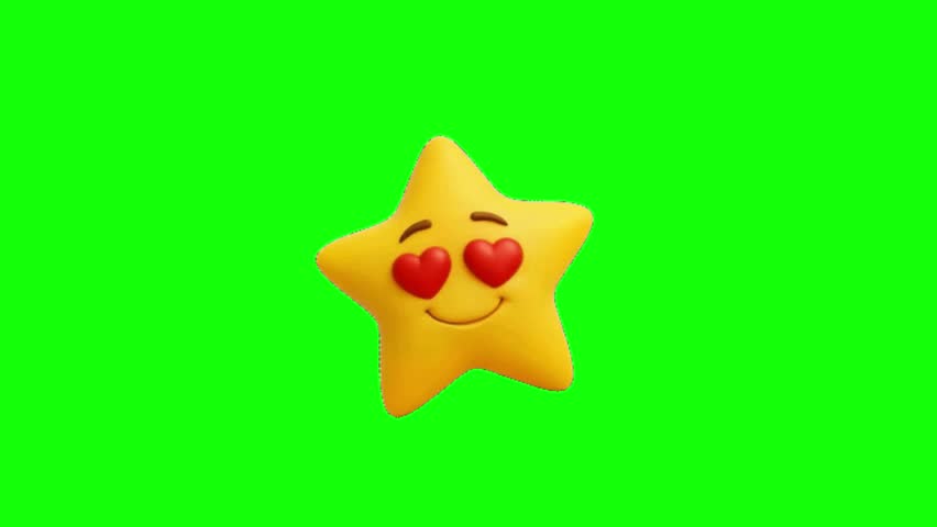 The icon is shaped like a yellow star with heart-shaped eyes and a gentle smile. It is used to express admiration, love, or amazement.