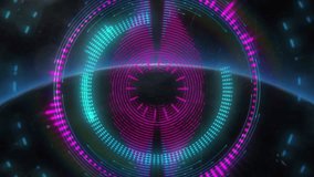 Animation of neon circles and shapes over digital screen with diverse data. global data processing and technology concept digitally generated video. - Powered by Shutterstock - Get 15% off with code: PIKWIZARD15
