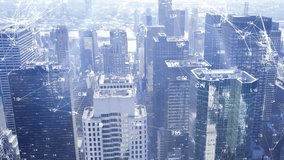 Animation of network of connections over cityscape. Global business and digital interface concept digitally generated video. - Powered by Shutterstock - Get 15% off with code: PIKWIZARD15