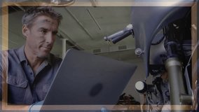 Animation of mathematical equations over caucasian male mechanic in workshop. Global business and digital interface concept digitally generated video. - Powered by Shutterstock - Get 15% off with code: PIKWIZARD15