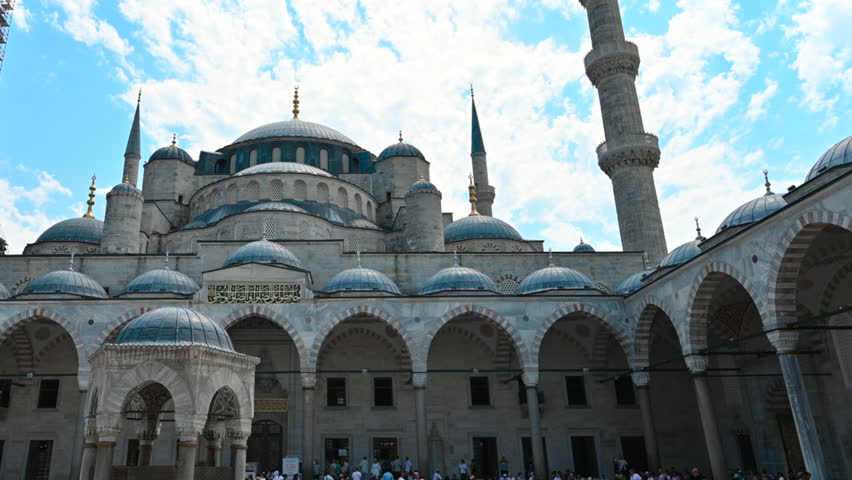Istanbul,turkey,august 6, 2025. Majestic view of the sultan ahmed mosque, also known as the blue mosque, in istanbul. Beautiful ottoman imperial architecture and minarets