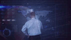 Animation of back view of caucasian businessman and diverse data processing on digital screen. data processing, business, digital interface and technology concept digitally generated video. - Powered by Shutterstock - Get 15% off with code: PIKWIZARD15