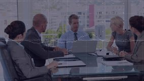 Animation of financial data processing over diverse group of business people. Global business and data processing concept digital generated video. - Powered by Shutterstock - Get 15% off with code: PIKWIZARD15