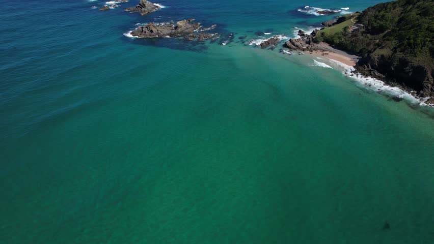 Landscape Of Kings Beach In Broken Head, NSW, Australia - Drone Shot