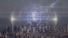 Animation of globe of networks of connections over cityscape. global business, connections and data processing concept digitally generated video. - Powered by Shutterstock - Get 15% off with code: PIKWIZARD15