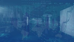 Animation of networks of connections and medical data processing on screens over blue background. Computer interface and technology concept. - Powered by Shutterstock - Get 15% off with code: PIKWIZARD15