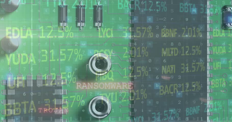 Animation of high score text and data processing over computer server. Global online video game, computing and data processing concept digitally generated video.