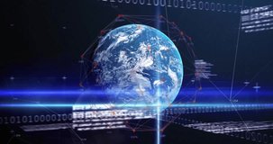 Animation of financial data processing and binary coding over globe. Global finance, business, connections, computing and data processing concept digitally generated video. - Powered by Shutterstock - Get 15% off with code: PIKWIZARD15