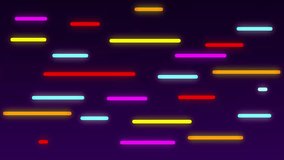 Animation of start text in purple over colourful neon lines moving on dark background. Retro, gaming, network, data, processing, digital interface and communication, digitally generated video. - Powered by Shutterstock - Get 15% off with code: PIKWIZARD15