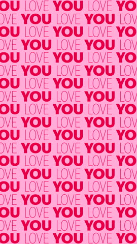 Tekst: LOVE YOU, Red Letters on Pink Background suitable for Valentine, Birthday and Love cards, greetings or banners - 4K Vertical Seamless Loop Motion Graphic Animation Video