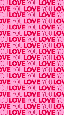 Tekst: LOVE YOU, Red Letters on Pink Background suitable for Valentine, Birthday and Love cards, greetings or banners - 4K Vertical Seamless Loop Motion Graphic Animation Video