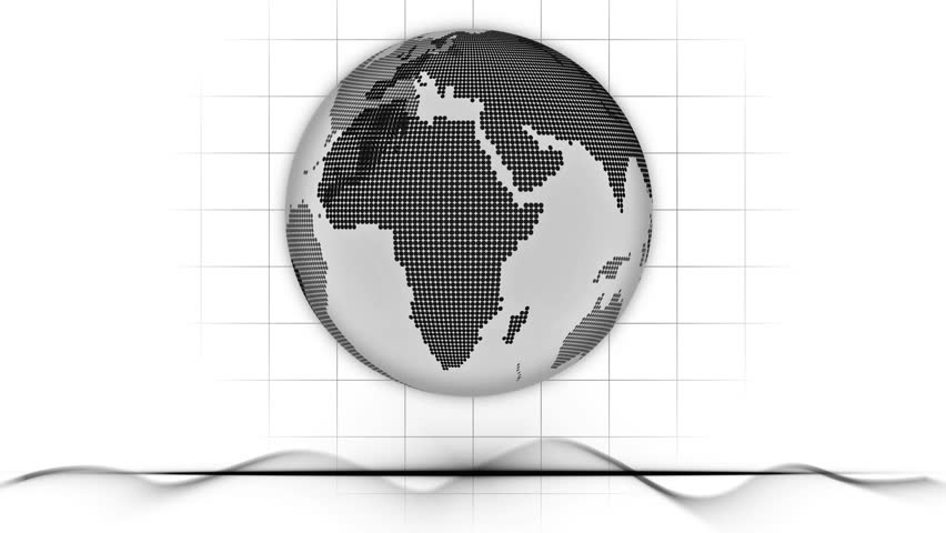 2026 Global Finance and Economic Growth Animation On White Background, Digital animation of a globe with financial charts and graphs