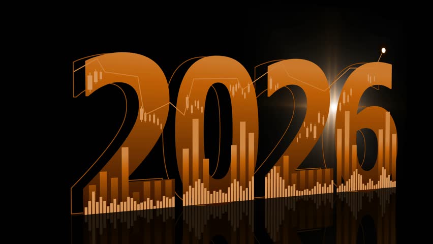 Futuristic 2026 with Financial Graphs and Charts Animation