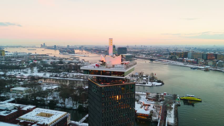 A sweeping cinematic panorama unfolds from the A’DAM Tower, revealing Amsterdam in all its layered beauty.