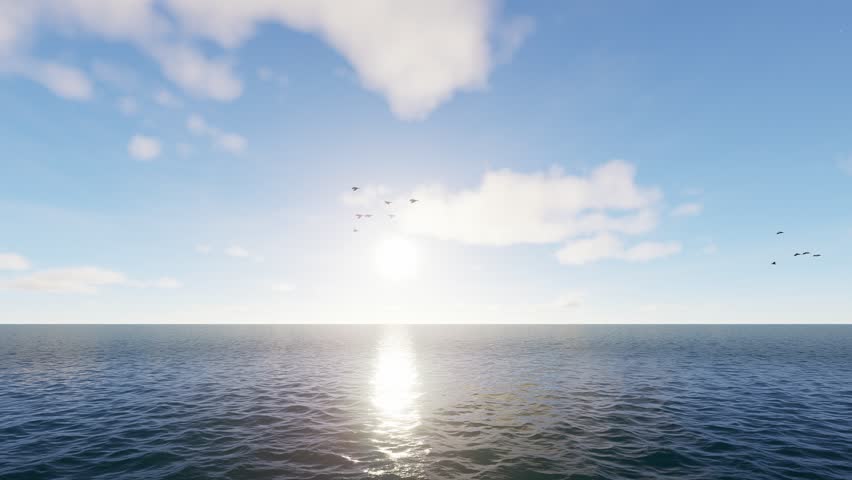 Perfect sky and water of ocean. Amazing sea landscape. Seascape background. Tourism, travel, holdiay, summer concept.